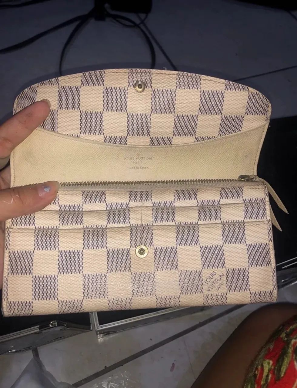 carteira louis vuitton sarah wallet damier azur canvas - Foto 3