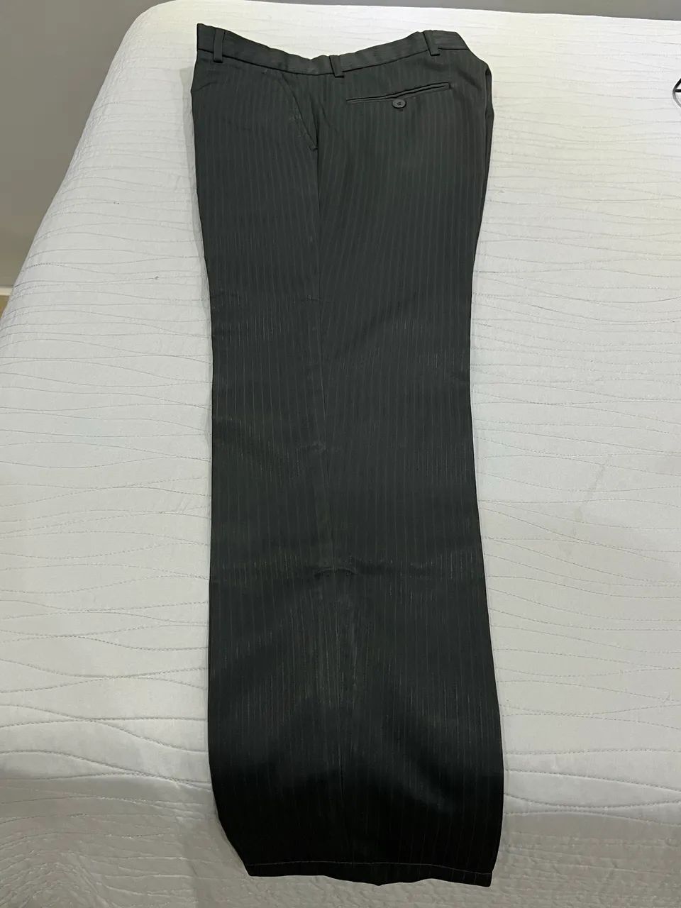 Calça Social Masculina Listrada Cinza - Foto 2