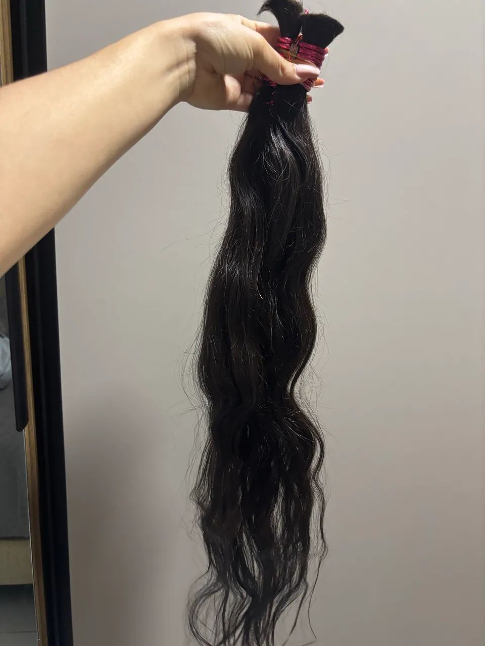 Cabelo humano 75 cm liga rosa 
