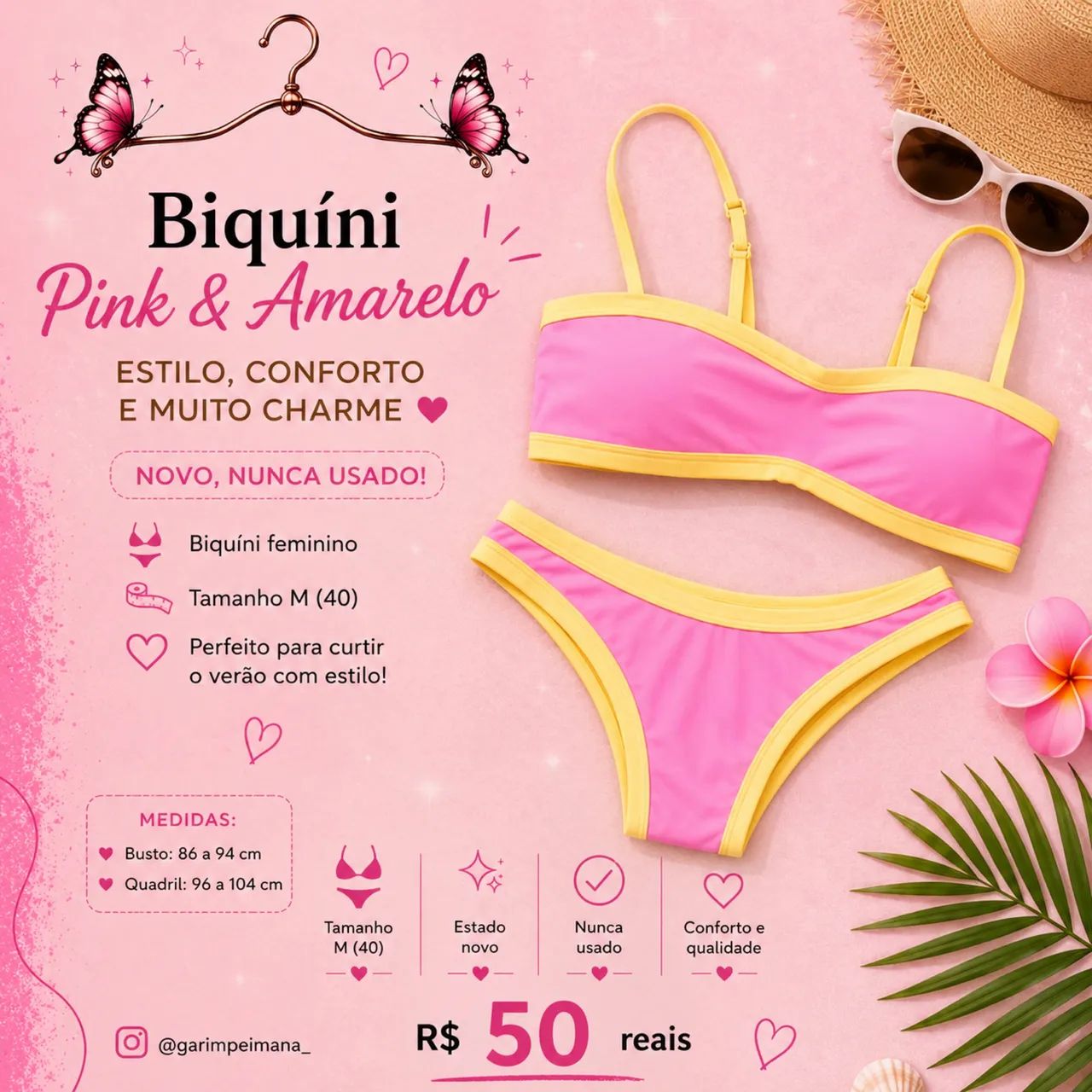 Biquíni rosa e amarelo  - Foto 2