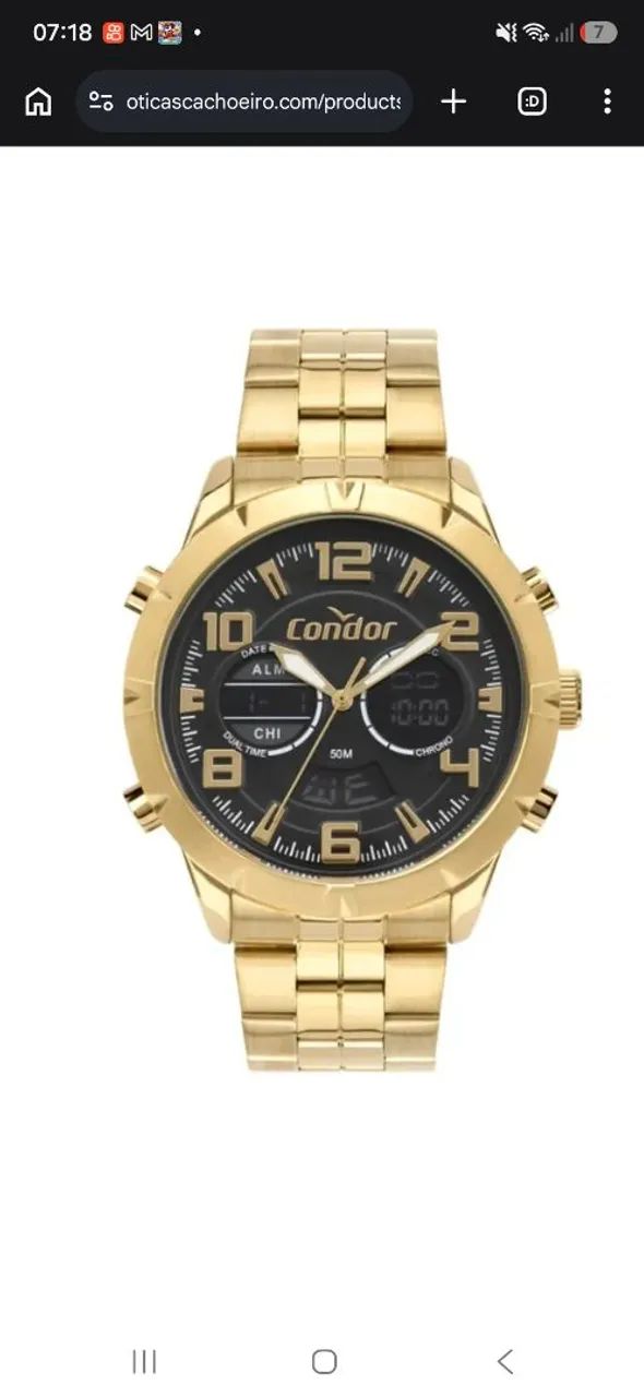 Relógio analógico e digital CONDOR em aço dourado 