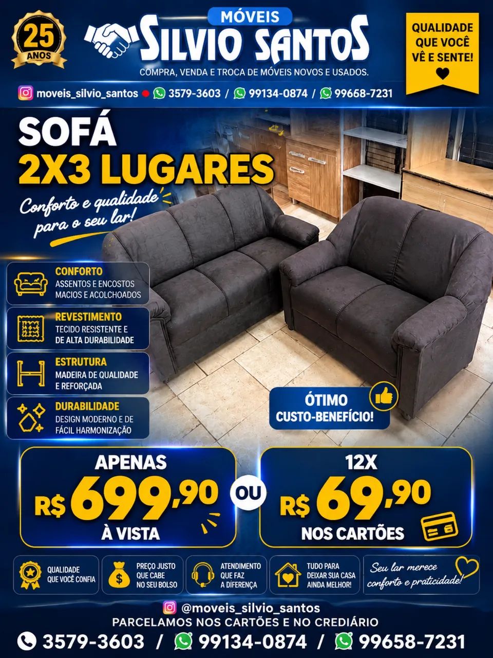 Jogo sofás 2x3 lugares combino entrega e parcelo 