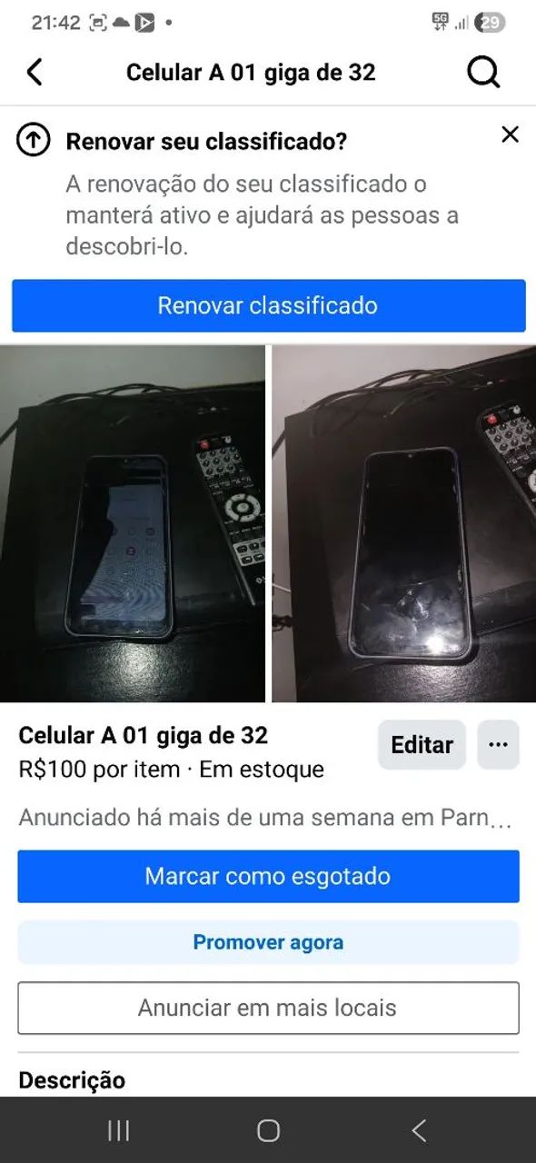 Celular A 01 32 giga tela quebrada pra conserto