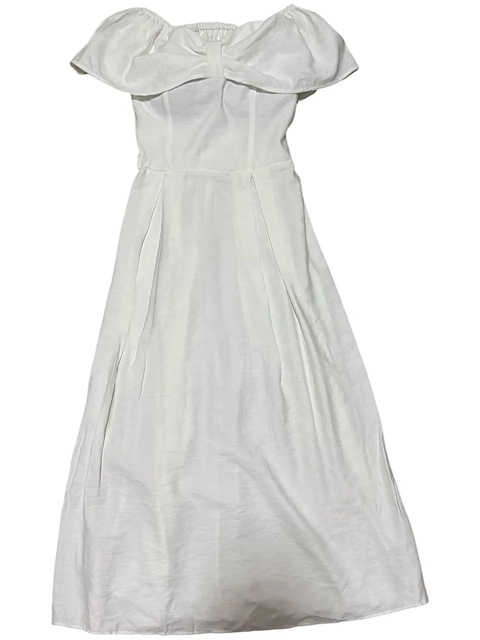 Vestido branco midi ombro a ombro roupa feminina  - Foto 2