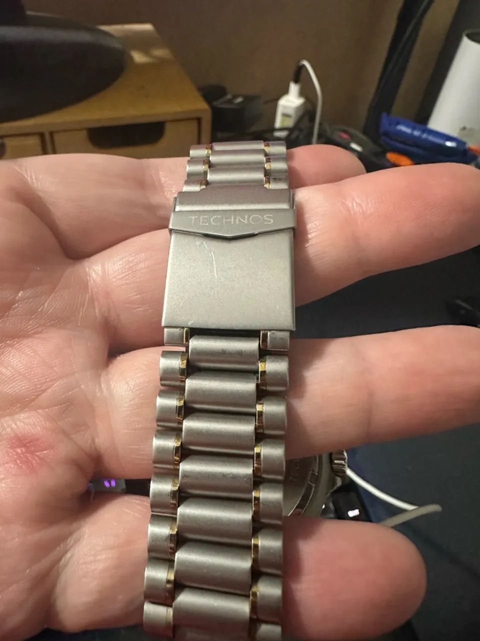 Relógio Technos Skydiver Prata Dourado Masculino - Foto 4