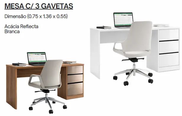Mesa C/ 3 Gavetas Nova