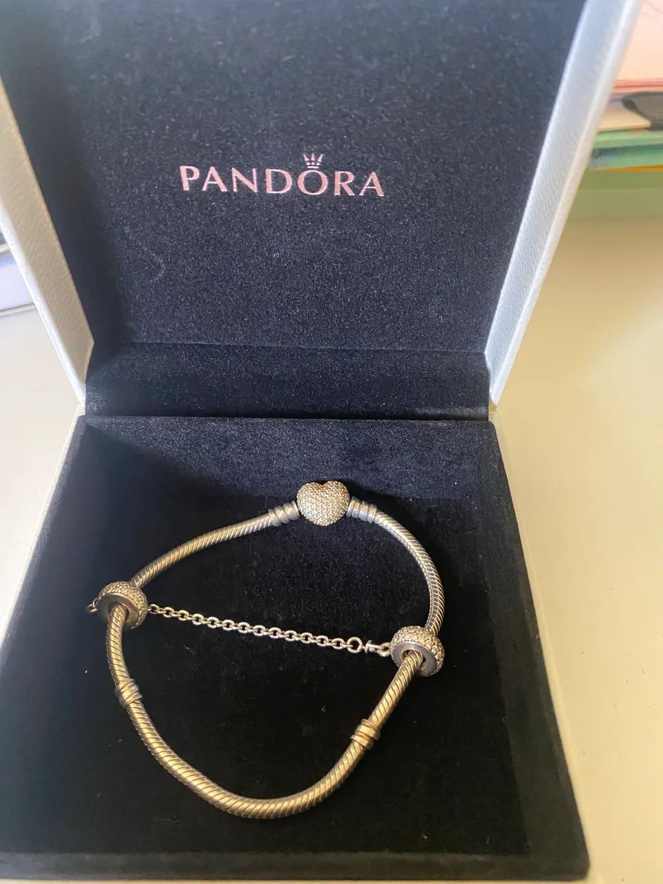 Pulseira Pandora com fecho rose + trava de segurança 