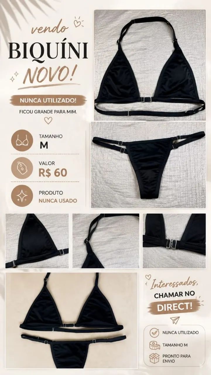 Biquíni preto para bronze