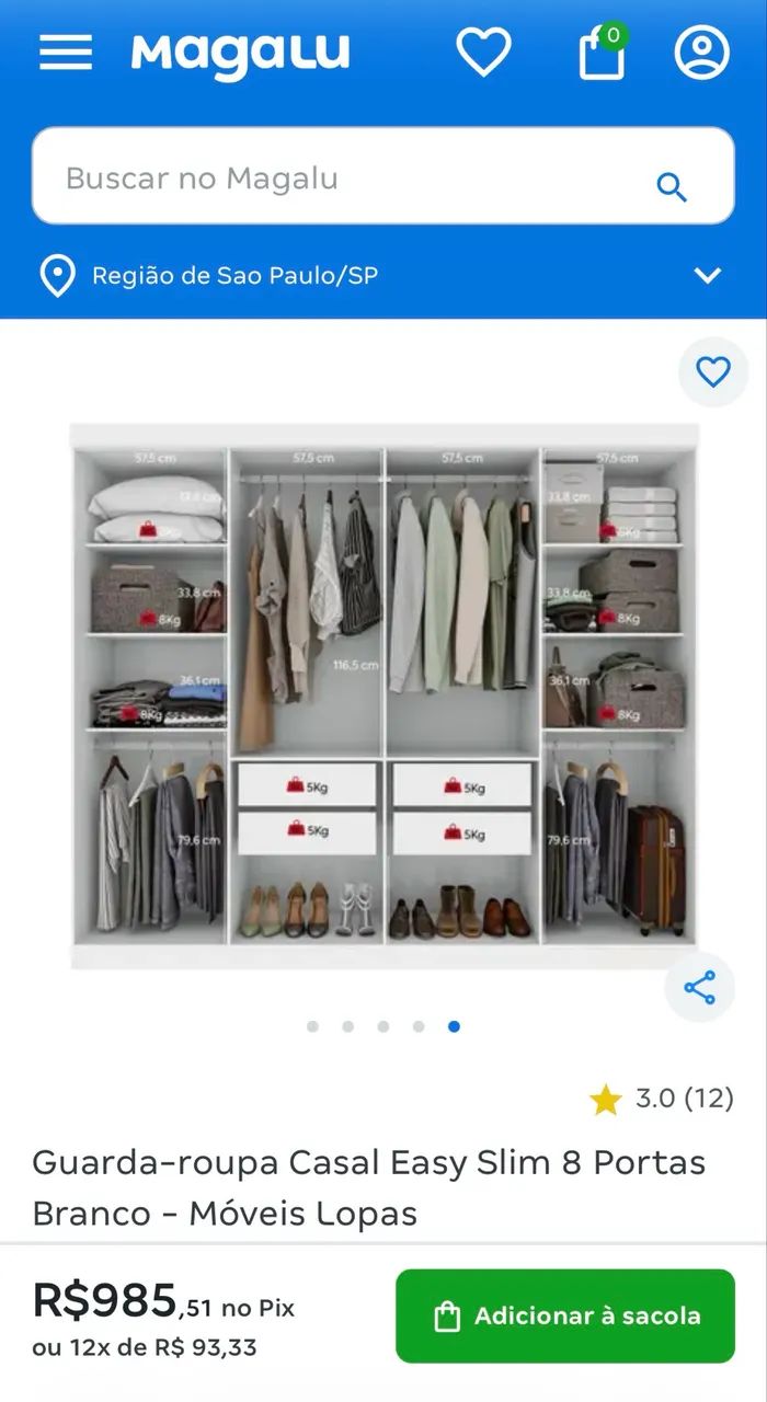 GUARDA-ROUPA EASY SLIM 8 PORTAS - Foto 3