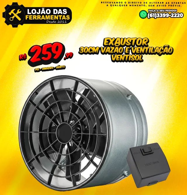 Exaustor 30cm Vazão e Ventilação Ventisol