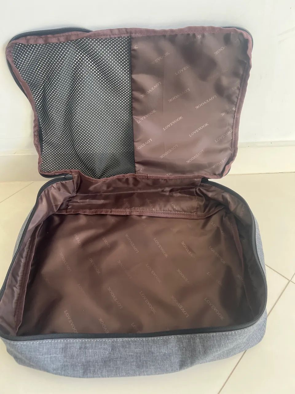 Mala para notebook Lovebok cinza com alça - Foto 4