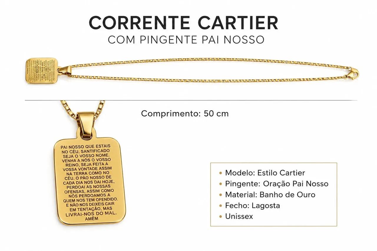Corrente com pingente pai nosso