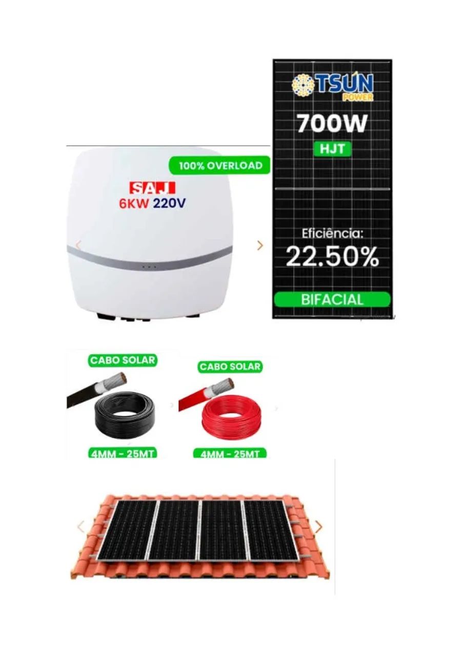 Kit Solar 1000 kwh de Geração Média - Apenas o Material - 8,4 kwp