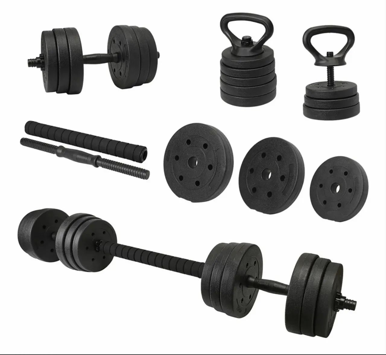 Kit Anilhas De Halteres E Kettlebell Ajustáveis Musculação 20kg - Foto 3