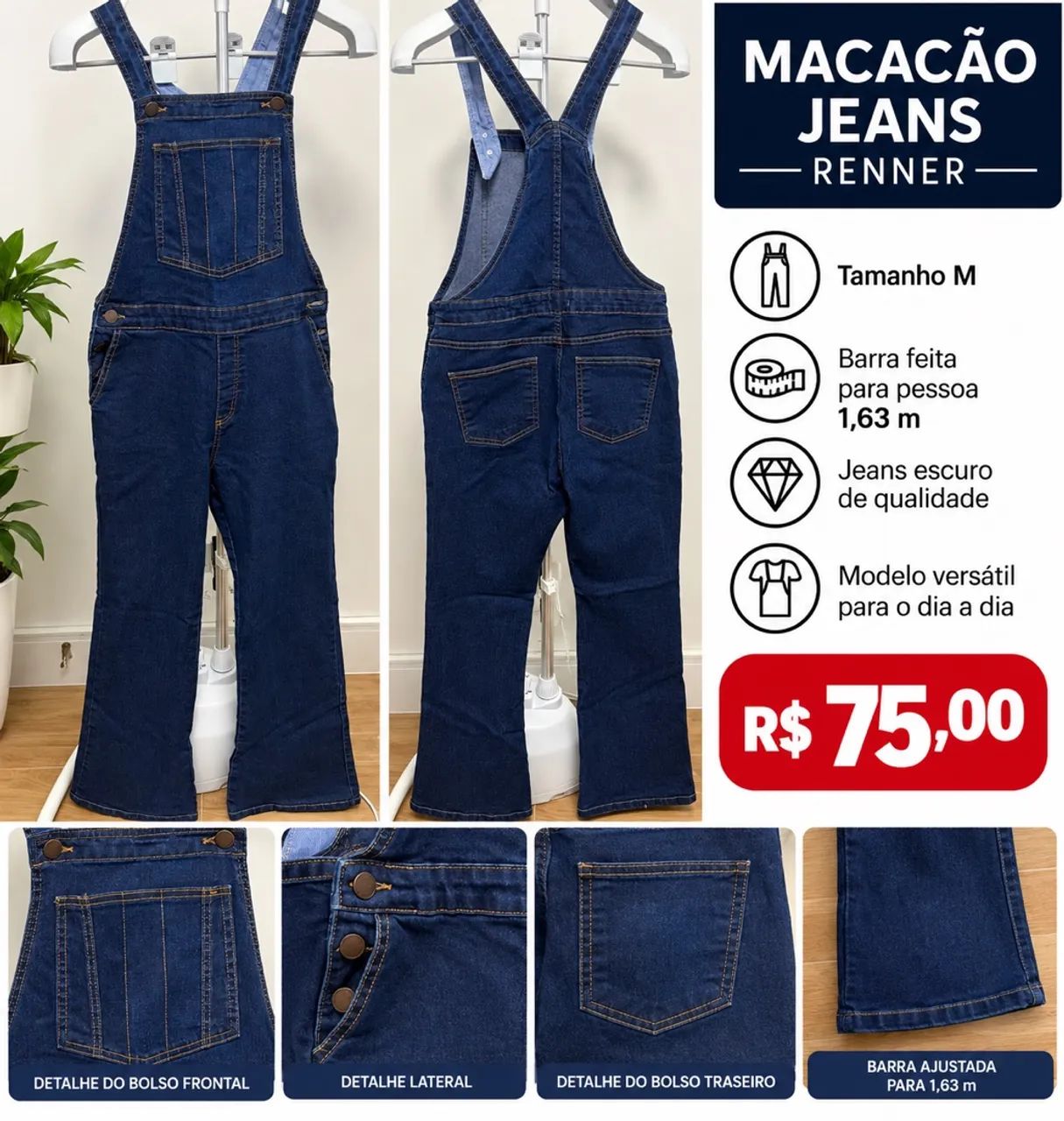 Macacão Jeans escuro 