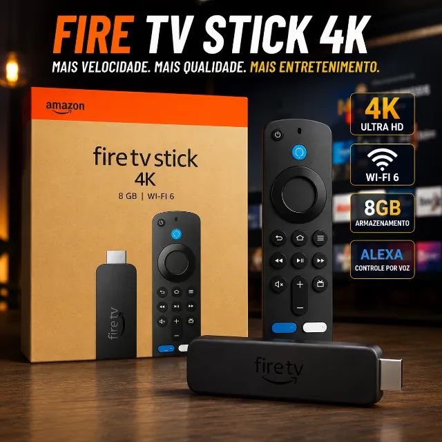 Fire TV Stick 4K Fire OS Android Amazon 8GB WIFI 6 Lacrado