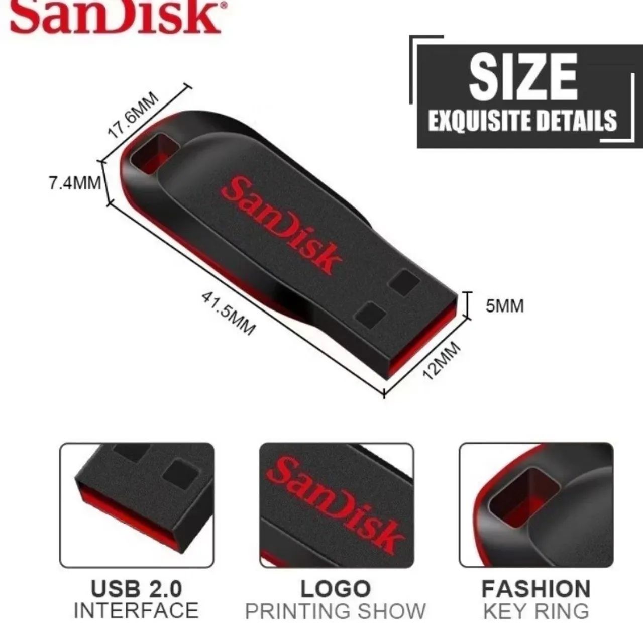 Pendrive pen drive 64GB Sandisk Cruzer Blade USB Flash 2.0 PC Notebook e Som original - Foto 4