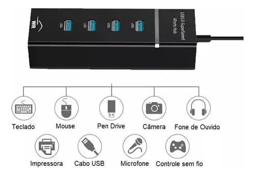 Hub Cabo Usb 3.0 C/ 4 Portas Usb *ENTREGA GRÁTIS* - Foto 3