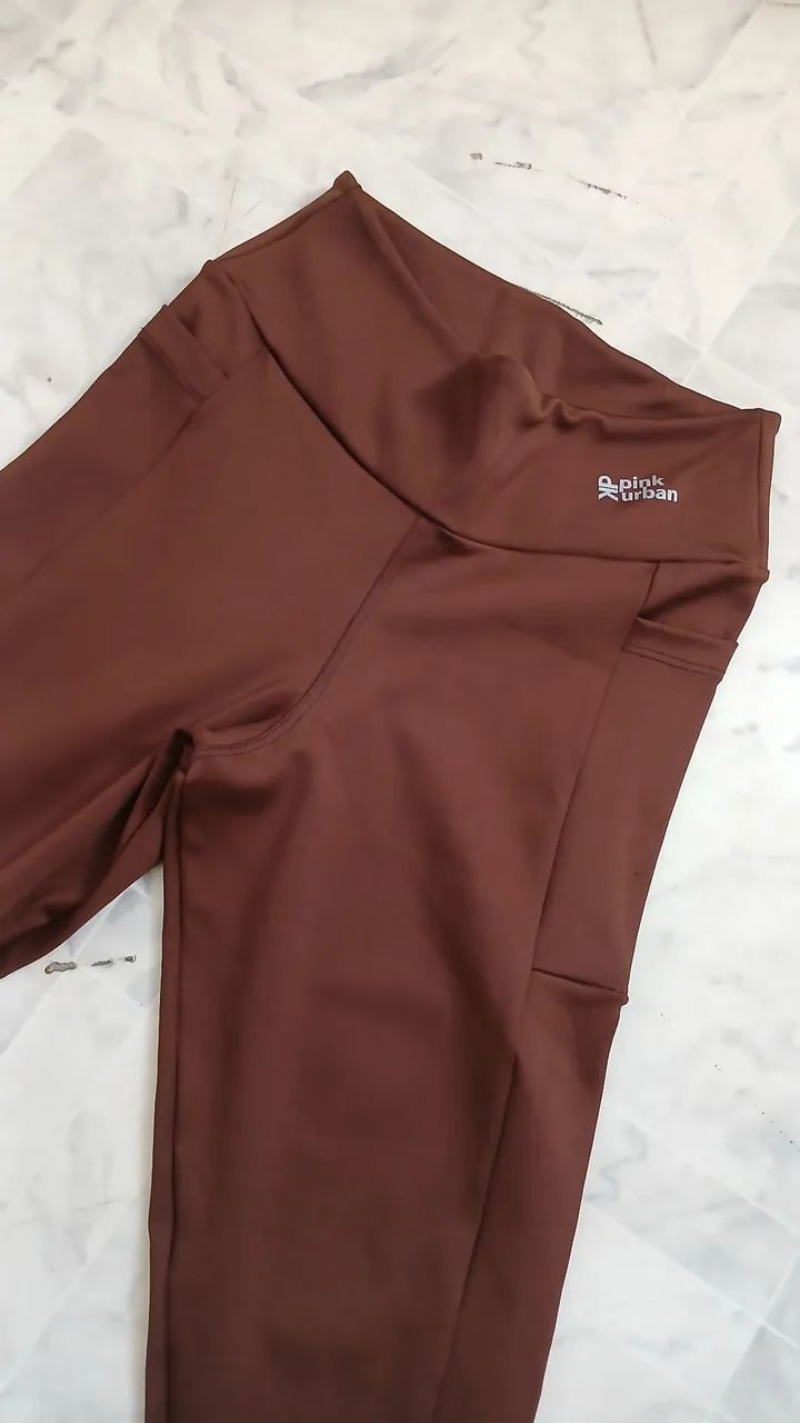 Calça legging marrom com bolsos M - Foto 2