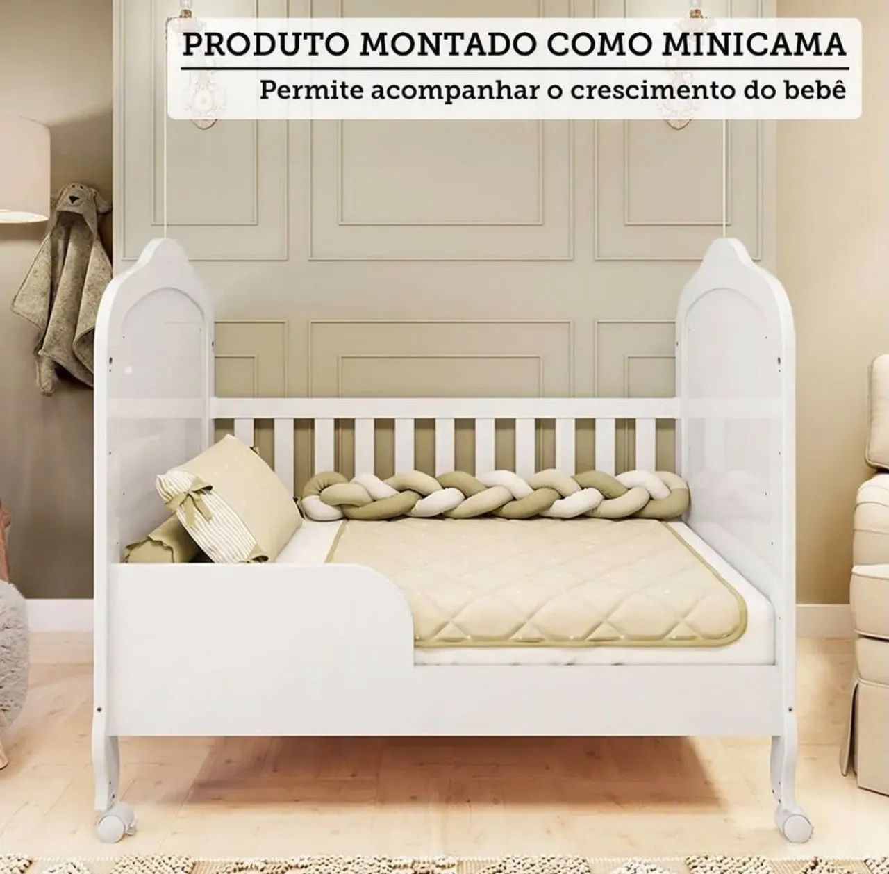 Berço 3 em 1 acompanha colchão Ortobom 
