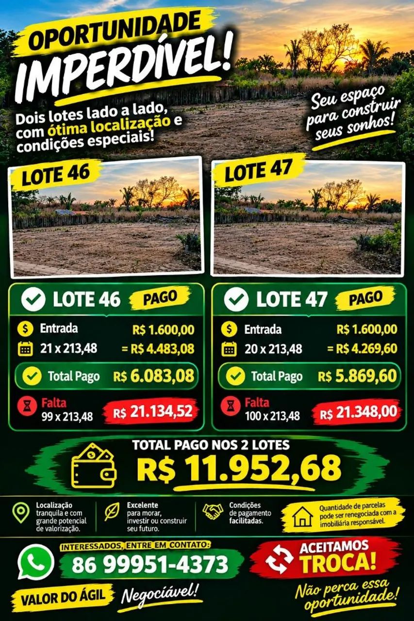 Ágio de 2 lotes 