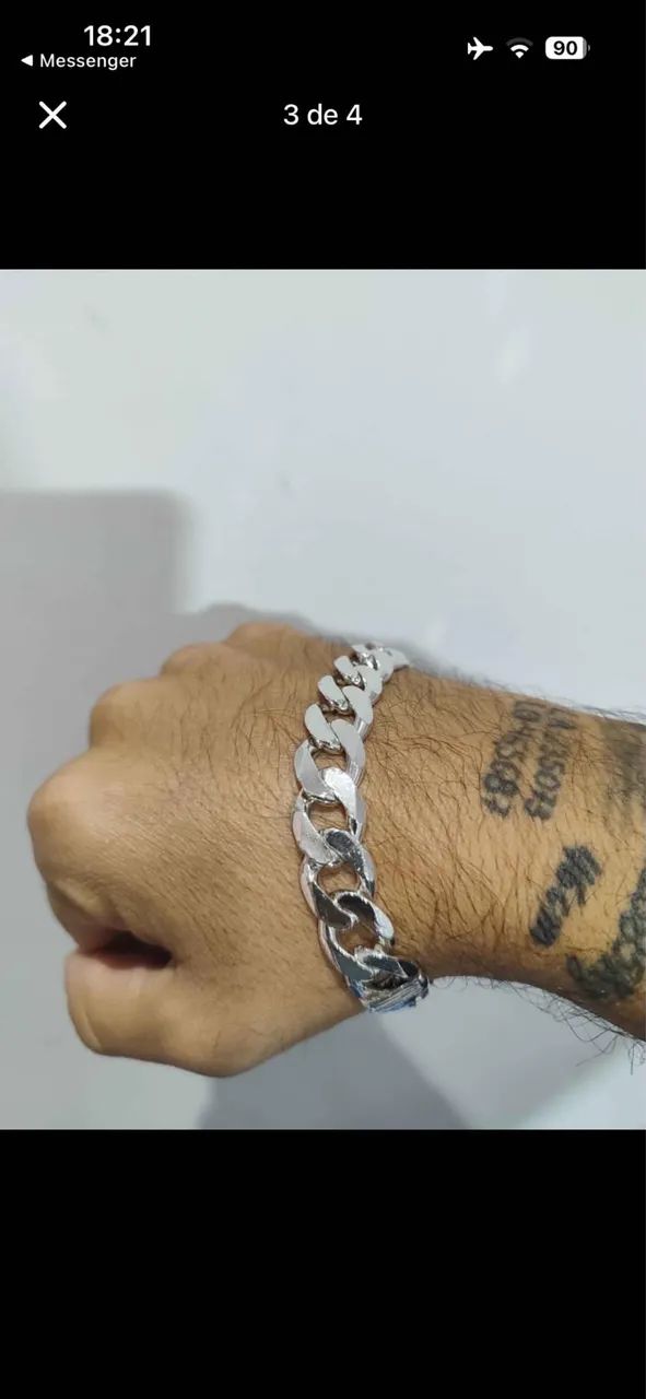 Pulseira de prata 13mm 42g - Foto 5
