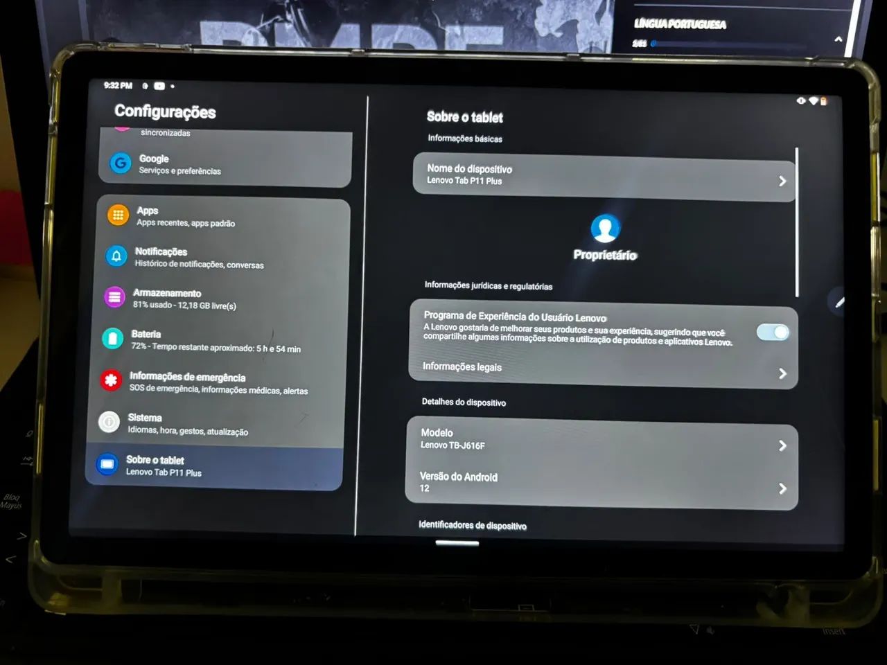 Lenovo Tab P11 Plus 11" 2K + Capa Magnética Flip e Caneta Touch - Foto 4