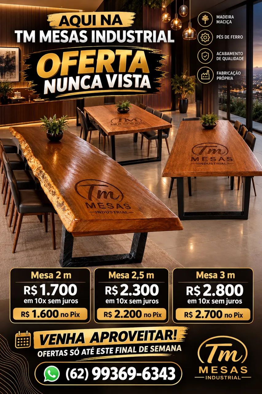 Mesas madeira industrial 
