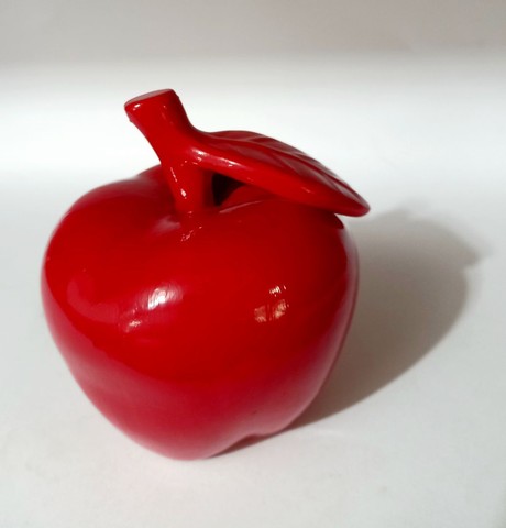 Maçã Decorativa Vermelha Brilhante em cerâmica
