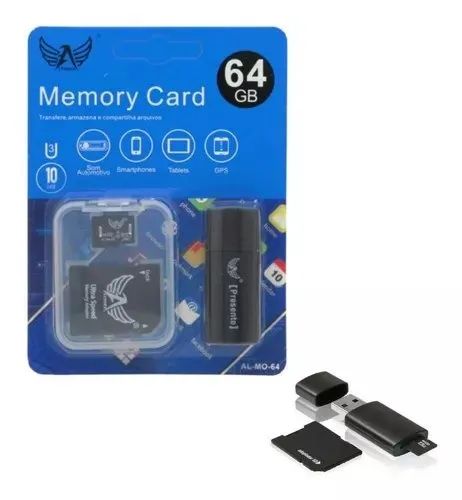 Cartão De Memória 64GB Com Adaptador SD E Leitor de Cartão Altomex - 473