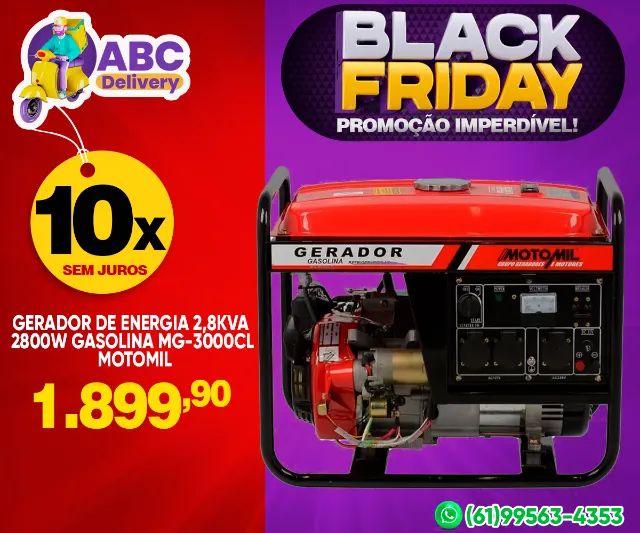 Gerador de Energia 2,8Kva 2800w Gasolina MG-3000Cl Motomil