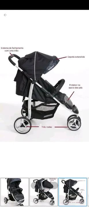Carrinho de bebê Galzerano Apollo completo  - Foto 3