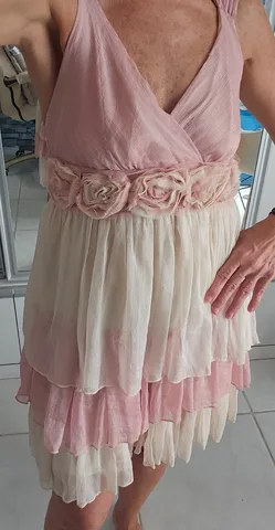 Vestido em Crepe Goya Fucsia/Pink + Cinto Strass