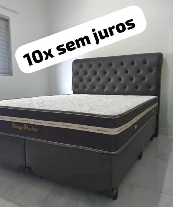 Cama Box Sleep Pocket com Cabeceira - 10x Sem Juros