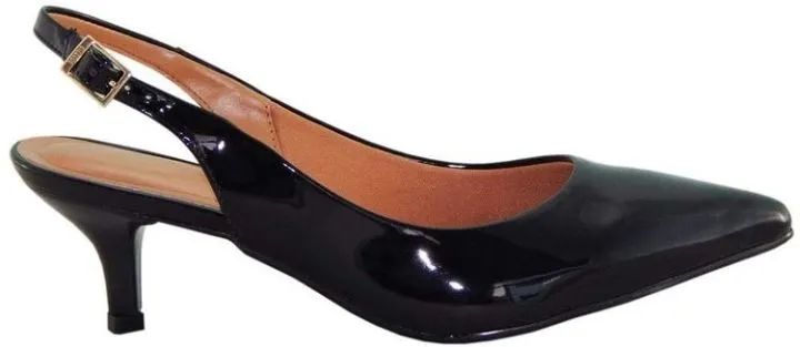 Sapato feminino Scarpin salto médio, preto verniz  - Foto 3