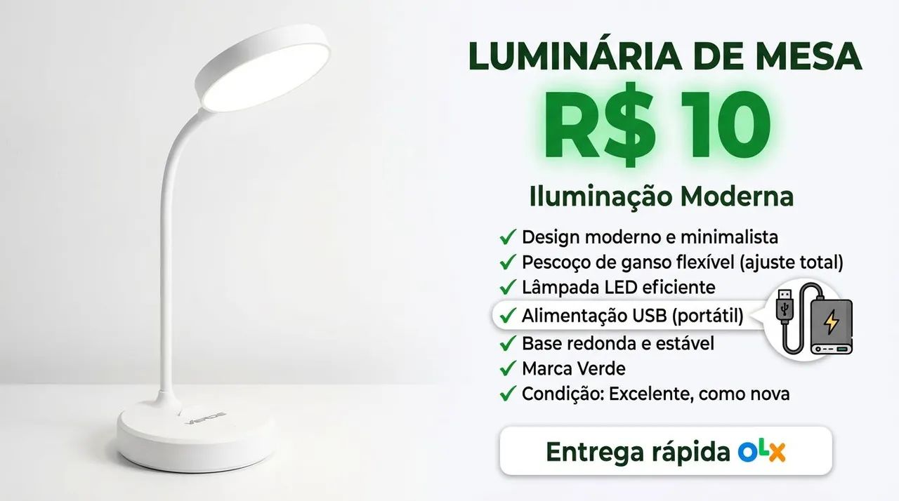 Luminária de mesa - Funcional - Apenas R$10,00