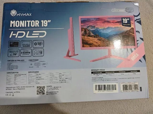 Monitor Mymax 19' HD LED, 60hz, HDMI e VGA, Rosa (novo, na caixa) - Foto 4