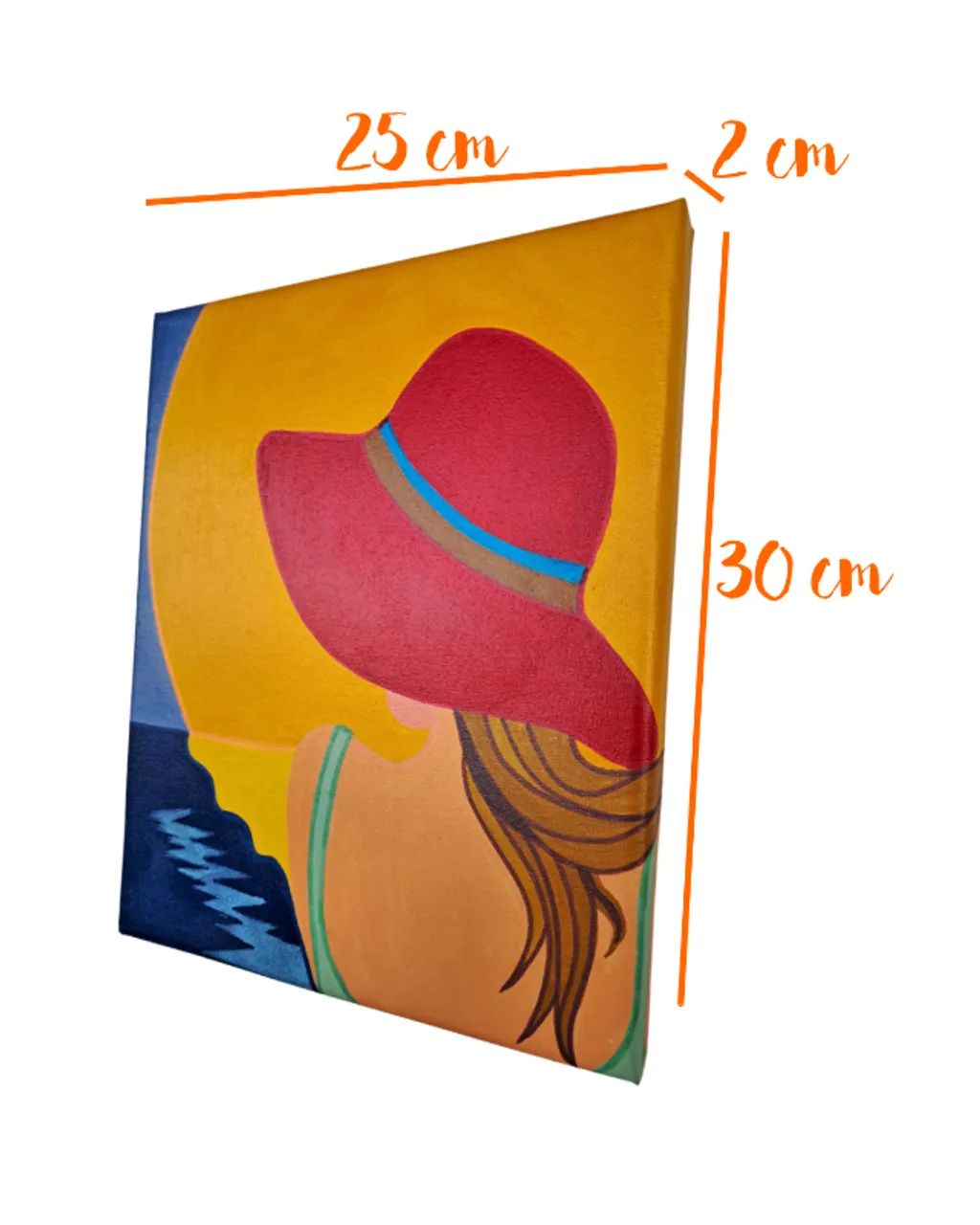 Mini Quadro Garota com Chapéu Vermelho - Foto 4