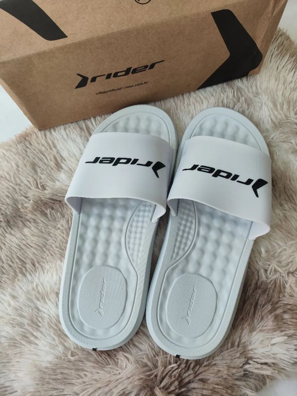Chinelo Slide Rider step esfera massageadora masculino Grendene Branco - Foto 4