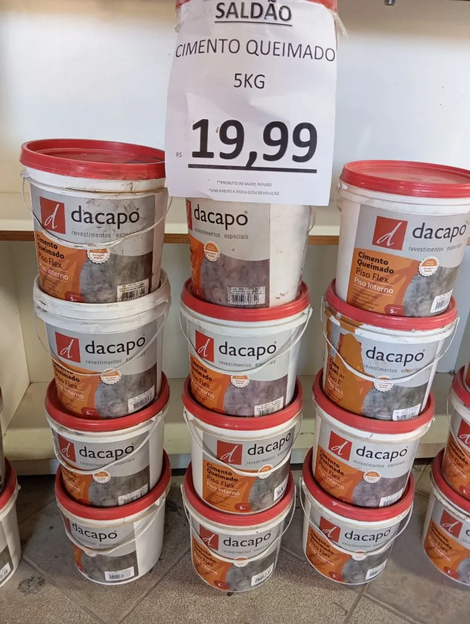 Cimento Queimado Dacapo 5kg R$19,99un