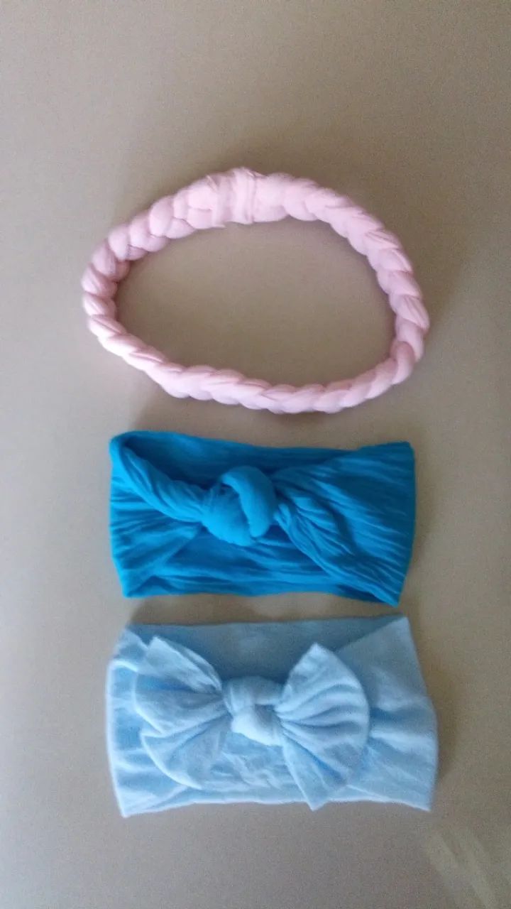 Kit com 3 turbantes para bebe - Foto 2