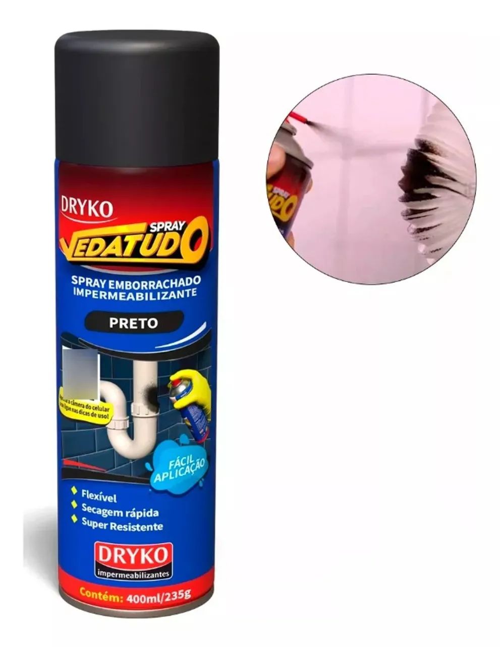 Spray Vedatudo Vazamentos De Agua Reparo Telha Laje Calha Transparente 400ml - Foto 3