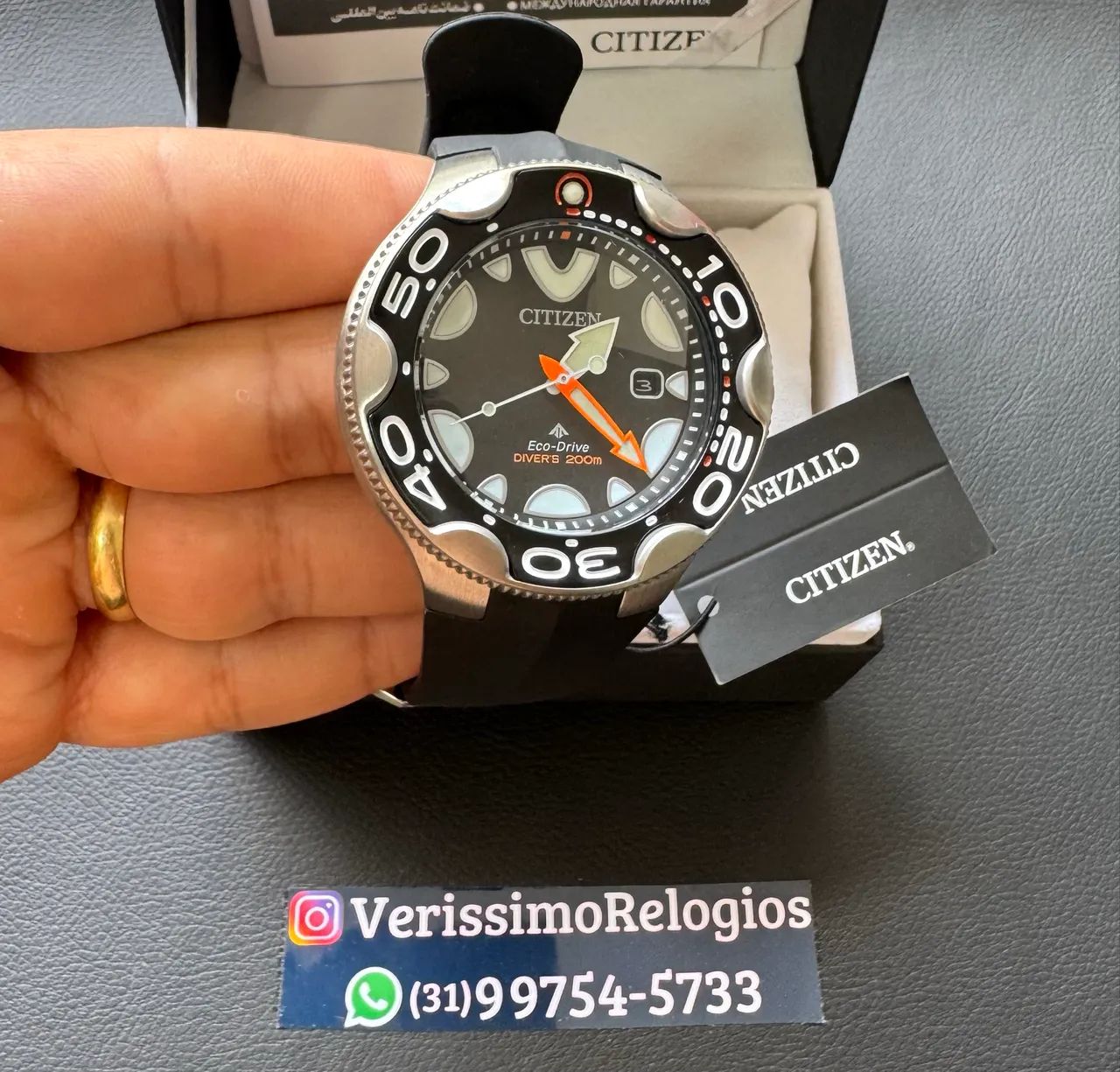 Relógio Citizen New Orca Preto Eco Drive Novo sem Uso Completo
