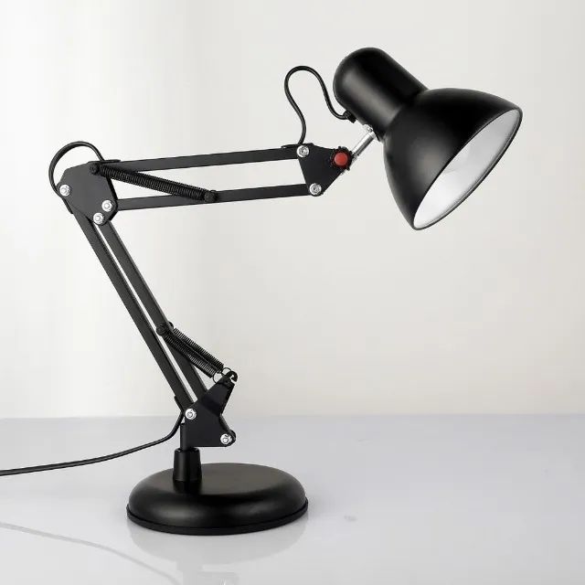 Abajur E27 Luminária de mesa articulada com pé ou apoio de encaixe