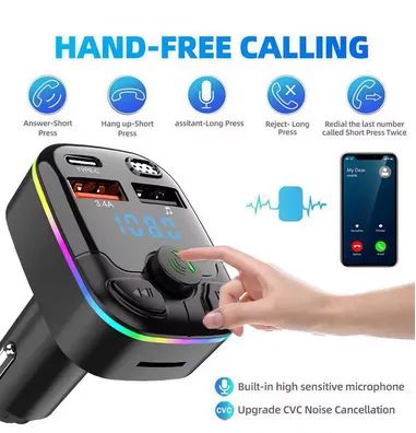 Carregador Adaptador Bluetooth Transmissor FM automotivo, Tipo-C, Dual USB, Mp3 z1188 - Foto 5