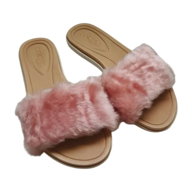 chinelo sandália rasteira slide beira rio pelos rosa - tamanho 36