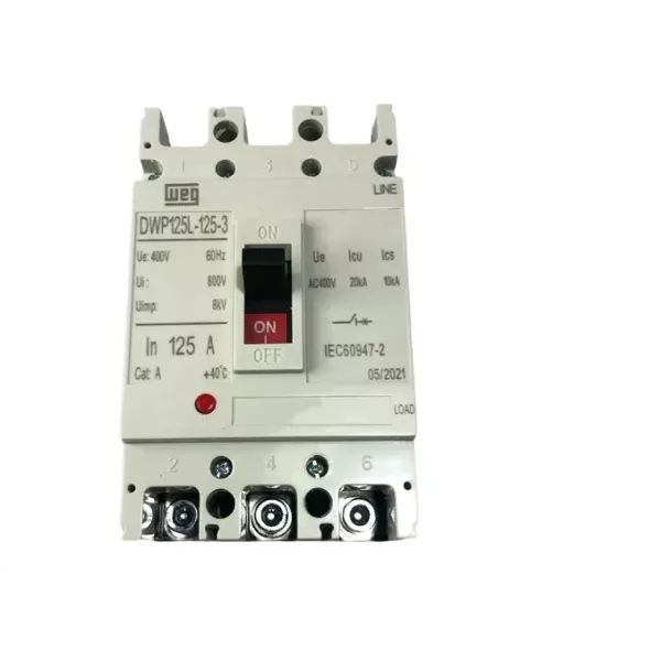 Disjuntor Caixa Moldada Tripolar Termomanético Fixo 400V 125A 20KA DWP125L1253 WEG