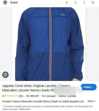 Jaqueta Corta Vento Lacoste Sport Azul Original. - Foto 2