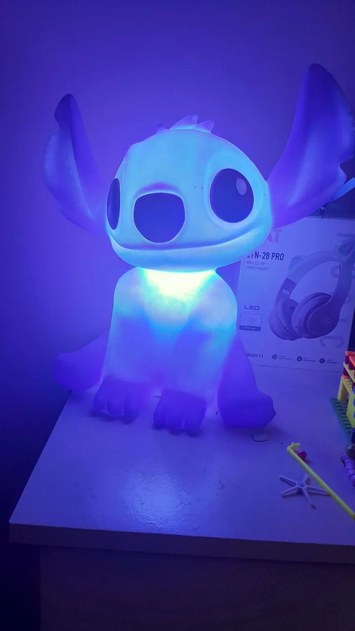 Luminária Abajur de mesa Stitch 3D infantil