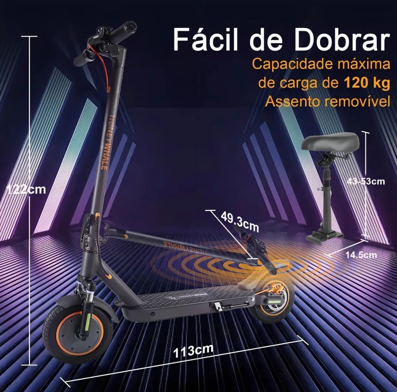 Patinete Elétrico HONEYWHALE aceito trocas carros ou motos  - Foto 4